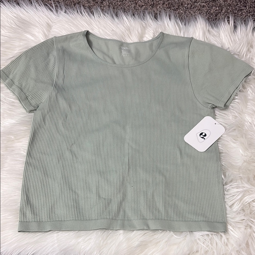 NWT Elodie Light Green Ribbed Top Size L/XL
